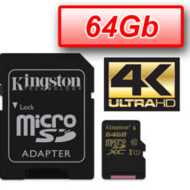 KINGSTON MEMÓRIAKÁRTYA MICROSDXC 64GB UHS-I CLASS 3 U3 (90/80) + ADAPTER
