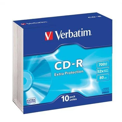 CD-R lemez, 700MB, 52x, vékony tok, VERBATIM "DataLife" 10db-os kiszerelés