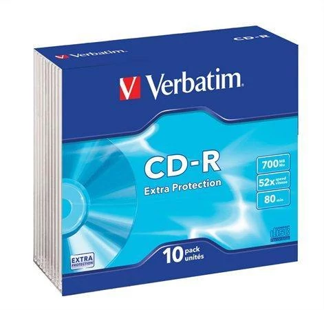 CD-R lemez, 700MB, 52x, vékony tok, VERBATIM 
